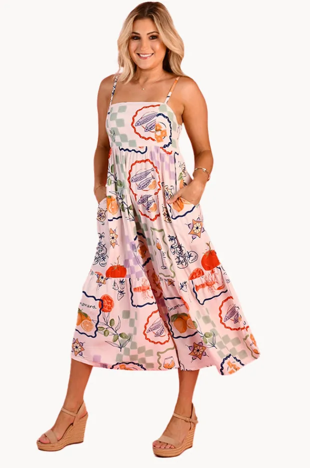 Women Go Girl Positano Picnic Ellie Midi Dress