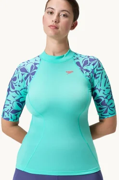 Women Speedo Printed Short Sleeve Suntop