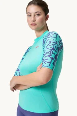 Women Speedo Printed Short Sleeve Suntop