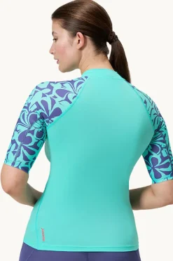 Women Speedo Printed Short Sleeve Suntop
