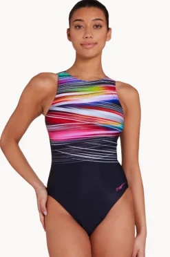 Women Zoggs Prism Geo Hi Front One Piece