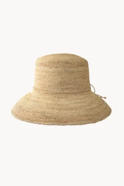 Women Cherry Red Raffia Bucket Hat
