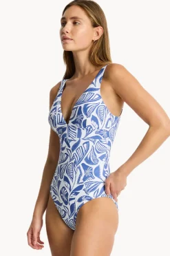 Women Sea Level Reef Scoop Back Panel Line One Piece