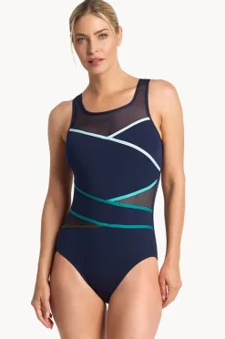 Women Poolproof Rozella Taped High Neck One Piece