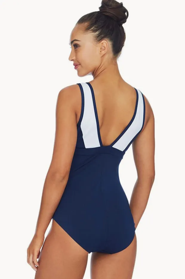 Women Poolproof Ruched Scoop Neck One Piece