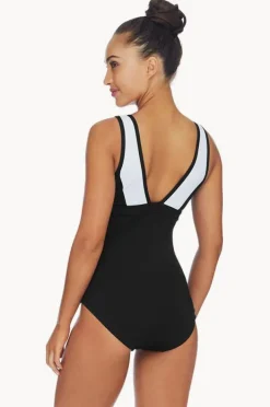 Women Poolproof Ruched Scoop Neck One Piece