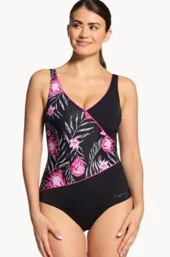 Women Zoggs Safari Leaf Wrap Front One Piece