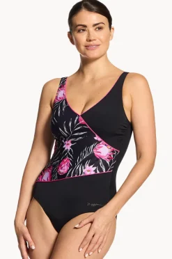 Women Zoggs Safari Leaf Wrap Front One Piece