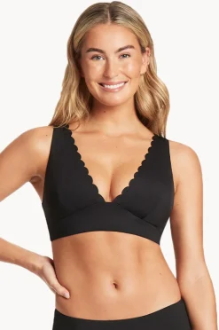 Women Sea Level Scalloped Longline Tri