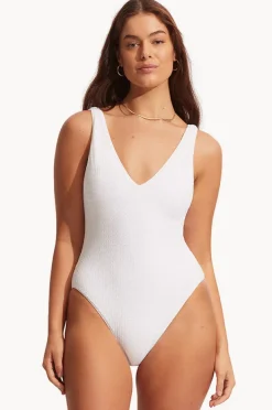Women Seafolly Sea Dive Deep V Neck One Piece