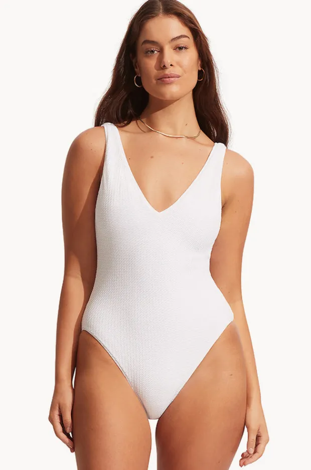 Women Seafolly Sea Dive Deep V Neck One Piece