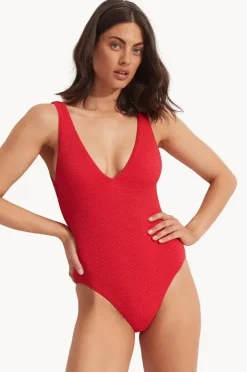 Women Seafolly Sea Dive Deep V Neck One Piece