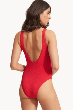 Women Seafolly Sea Dive Deep V Neck One Piece