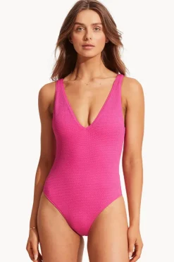 Women Seafolly Sea Dive Deep V Neck One Piece