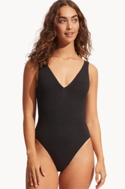 Women Seafolly Sea Dive Deep V Neck One Piece