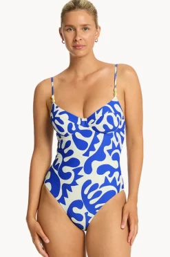 Women Sea Level Seascape Balconette Bra One Piece