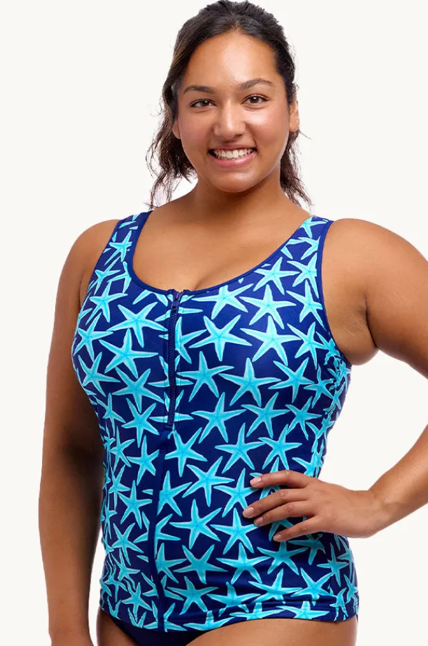 Women Funkita See Stars DD/E Cup Zip Front Tankini Separate