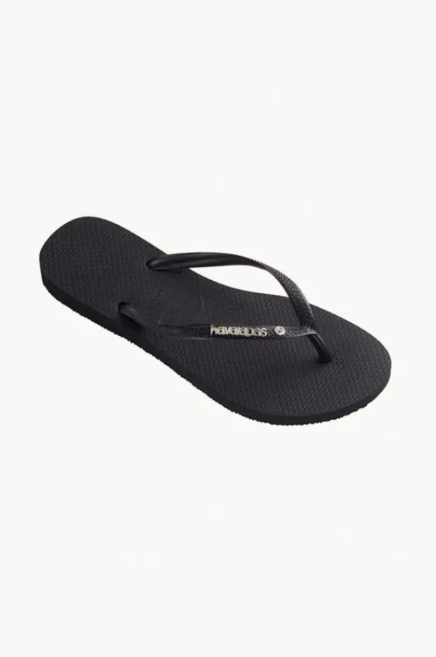 Women Havaianas Slim Metal Logo Crystal Thong