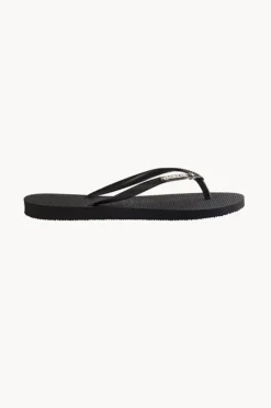 Women Havaianas Slim Metal Logo Crystal Thong