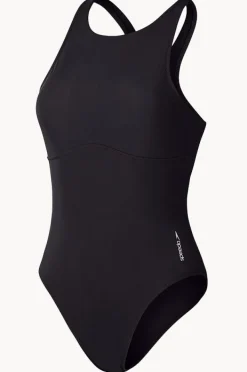 Women Speedo Solid High Neck One Piece