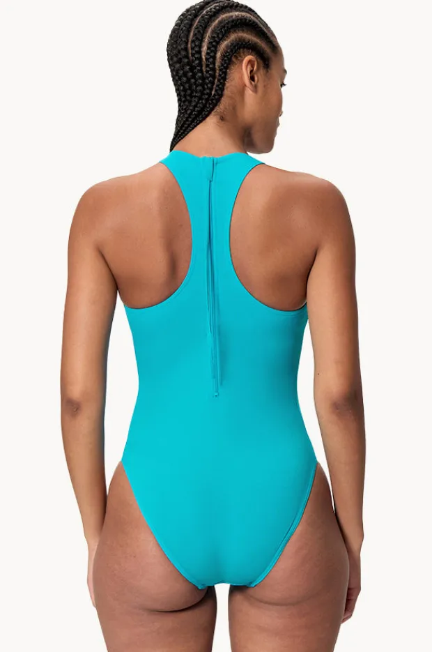 Women Speedo Solid Racerback Zip One Piece