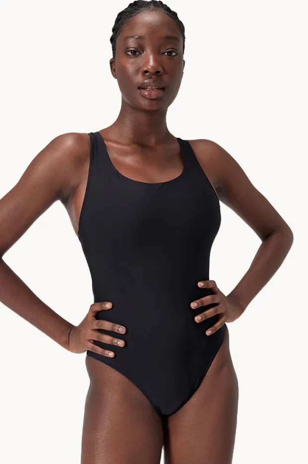 Women Speedo Solid Scoop Neck Mesh Back One Piece