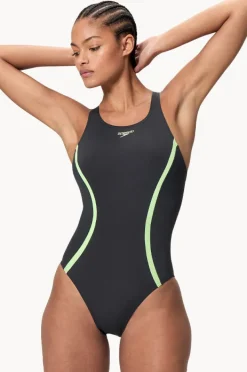 Women Speedo Solid Splice Medalist One Piece