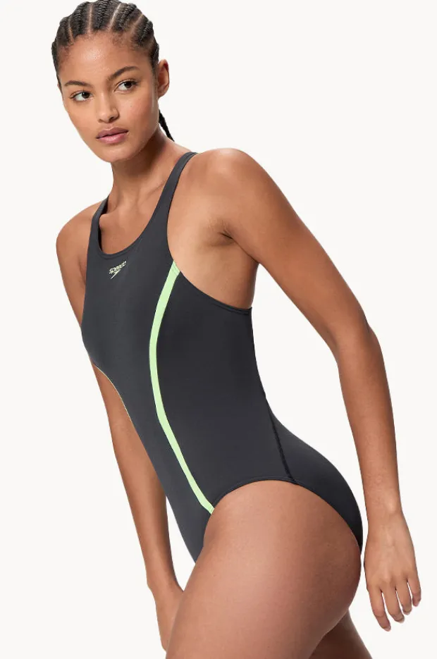 Women Speedo Solid Splice Medalist One Piece