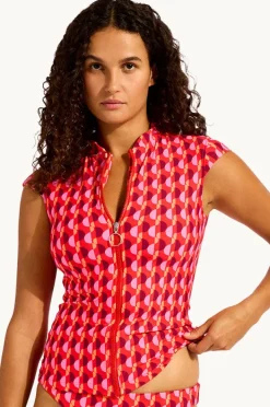 Women Seafolly Sorrento Cap Sleeve Suntop