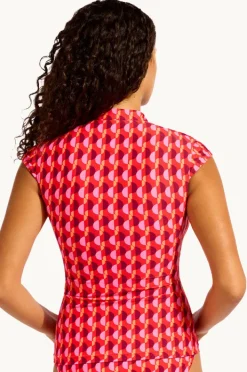 Women Seafolly Sorrento Cap Sleeve Suntop