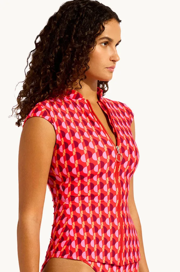 Women Seafolly Sorrento Cap Sleeve Suntop