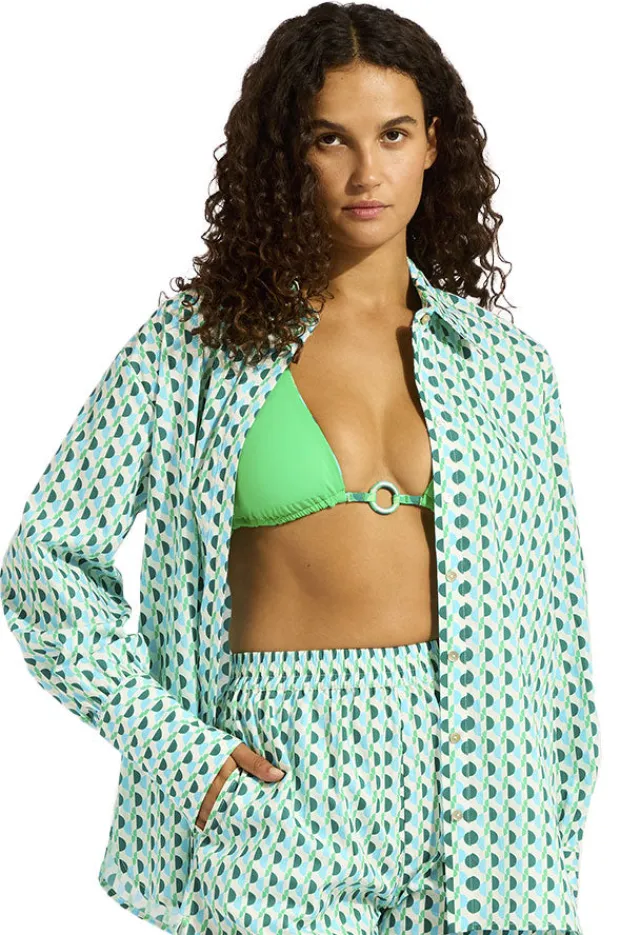 Women Seafolly Sorrento Oversized Button Up Shirt