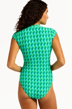 Women Seafolly Sorrento Zip Front One Piece