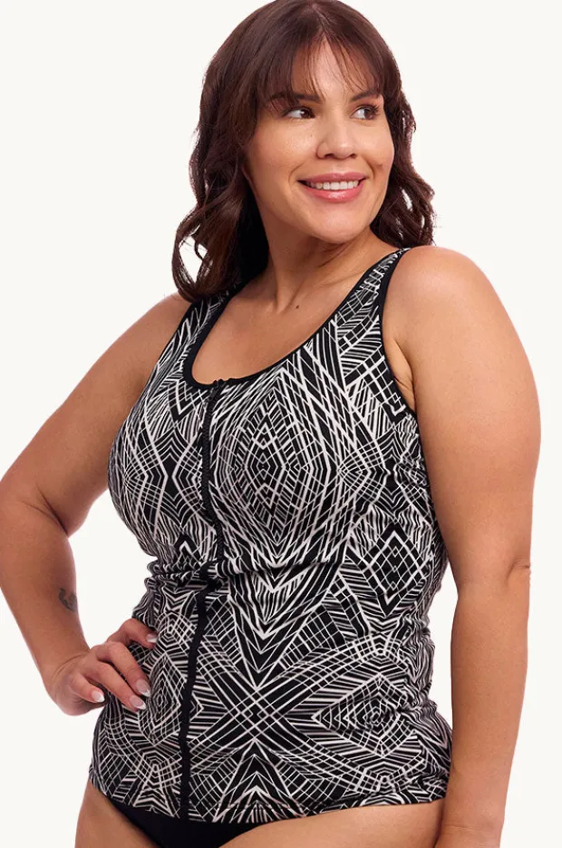 Women Funkita Space Signals DD/E Cup Zip Tankini Separate