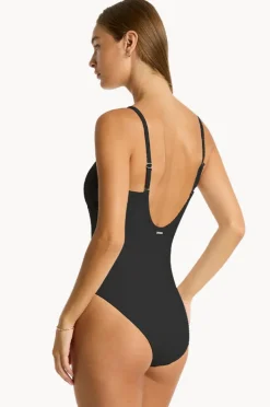 Women Sea Level Spinnaker Square Neck One Piece