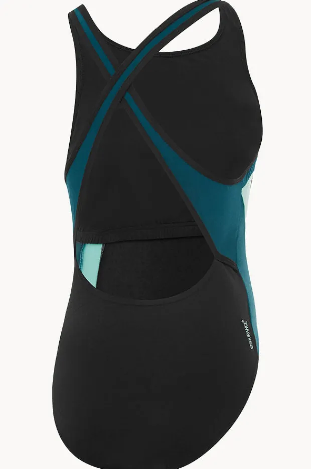 Women Speedo Splice Cross Back High Neck One Piece