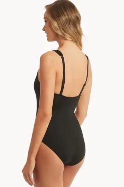 Women Sea Level Spliced Plunge One Piece