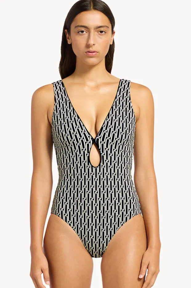 Women Jets Spring Geo Plunge One Piece