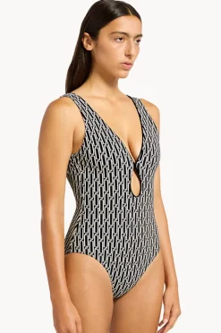 Women Jets Spring Geo Plunge One Piece