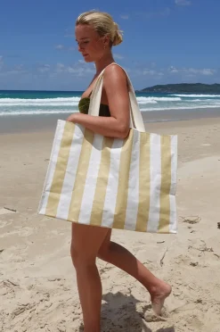 Women Sunny Life Stripe Carryall Beach Bag