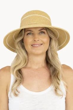 Women Sundaise Stripe Down Brim Hat