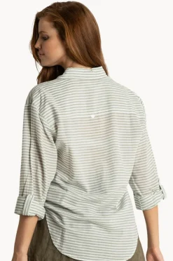 Women Sunseeker Summer Stripe Boyfriend Shirt