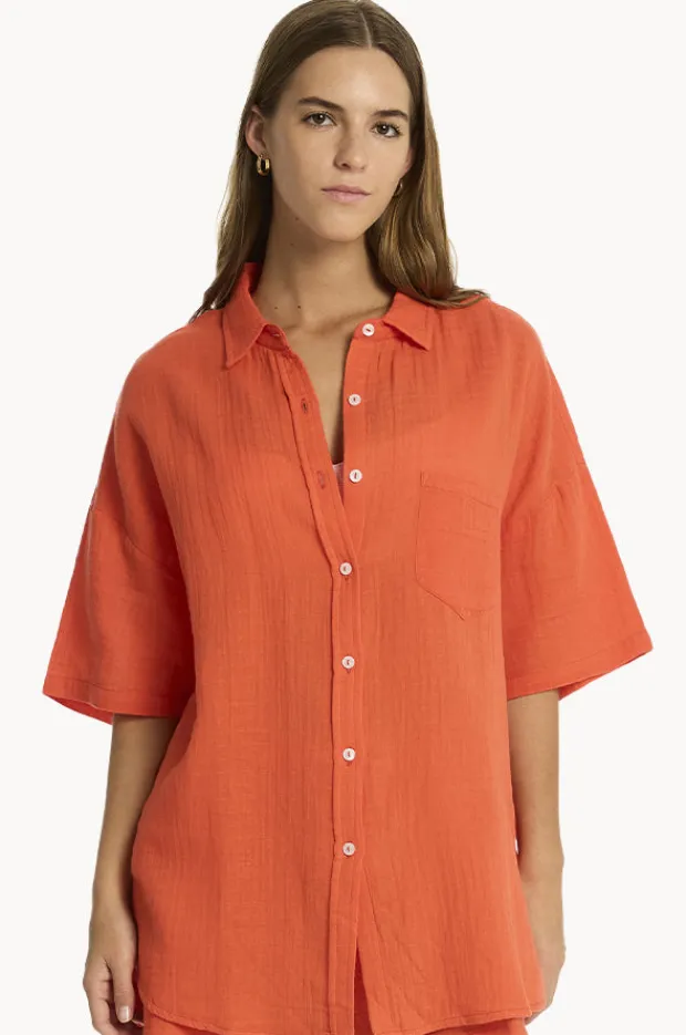 Women Sea Level Sunset Aloha Shirt