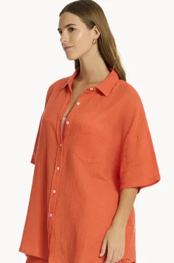 Women Sea Level Sunset Aloha Shirt
