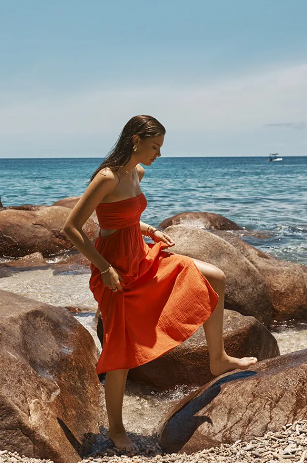 Women Sea Level Sunset Bandeau Dress