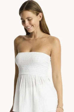 Women Sea Level Sunset Shirred Bandeau Top