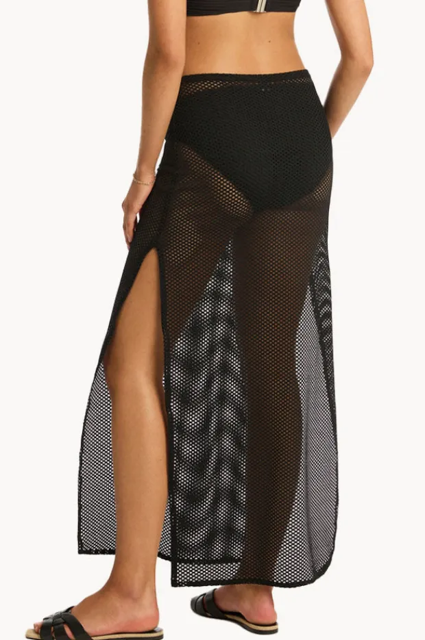 Women Sea Level Surf Mesh Long Skirt