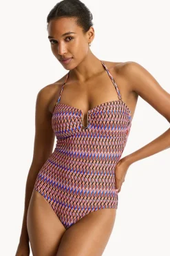 Women Sea Level Tessera U Bar Bandeau One Piece