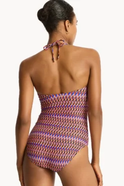 Women Sea Level Tessera U Bar Bandeau One Piece