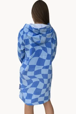 Women Back Beach Co Tidal Checker Hooded Towelling Robe M/L